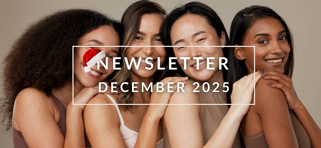 Diverse group of women smiling, December newsletter.