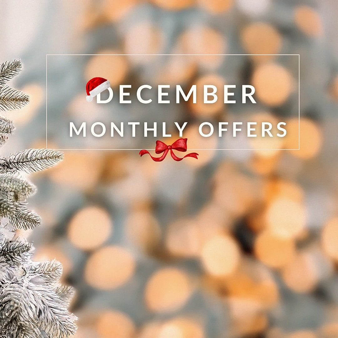 December monthly offers and festive decorations.